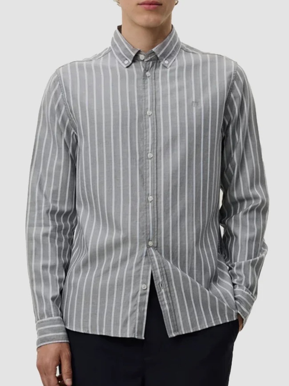 Les Deux Konrad herringbone shirt S stripe long sleeve button up timeless
